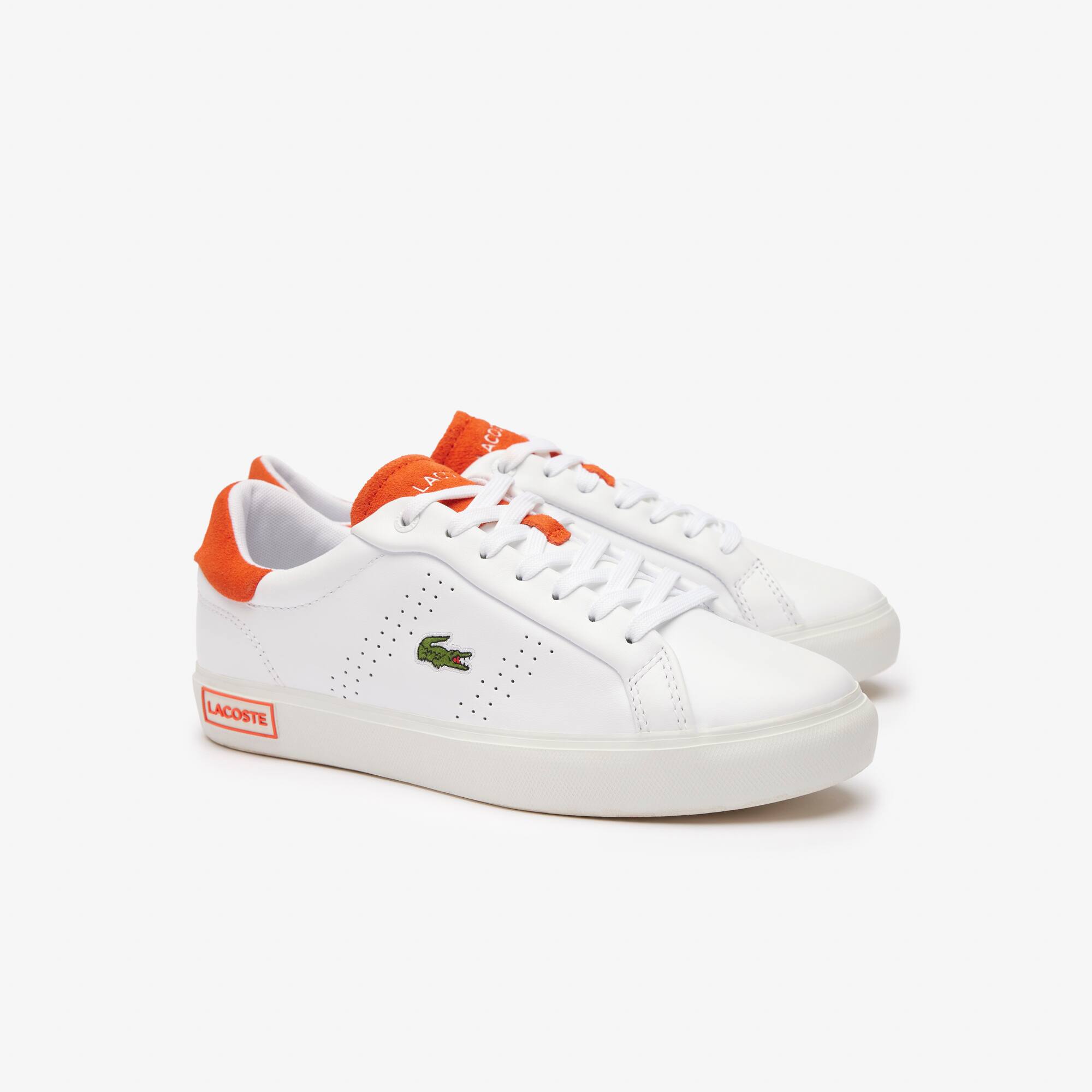 Damen-Sneakers POWERCOURT 2.0 Orange aus Leder Sneakers - Weiss - Lacoste - Damen