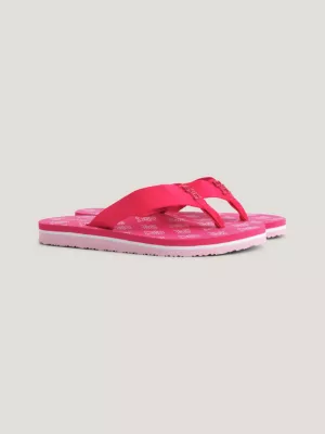 Chinelo de dedo com monograma e tiras de tecido