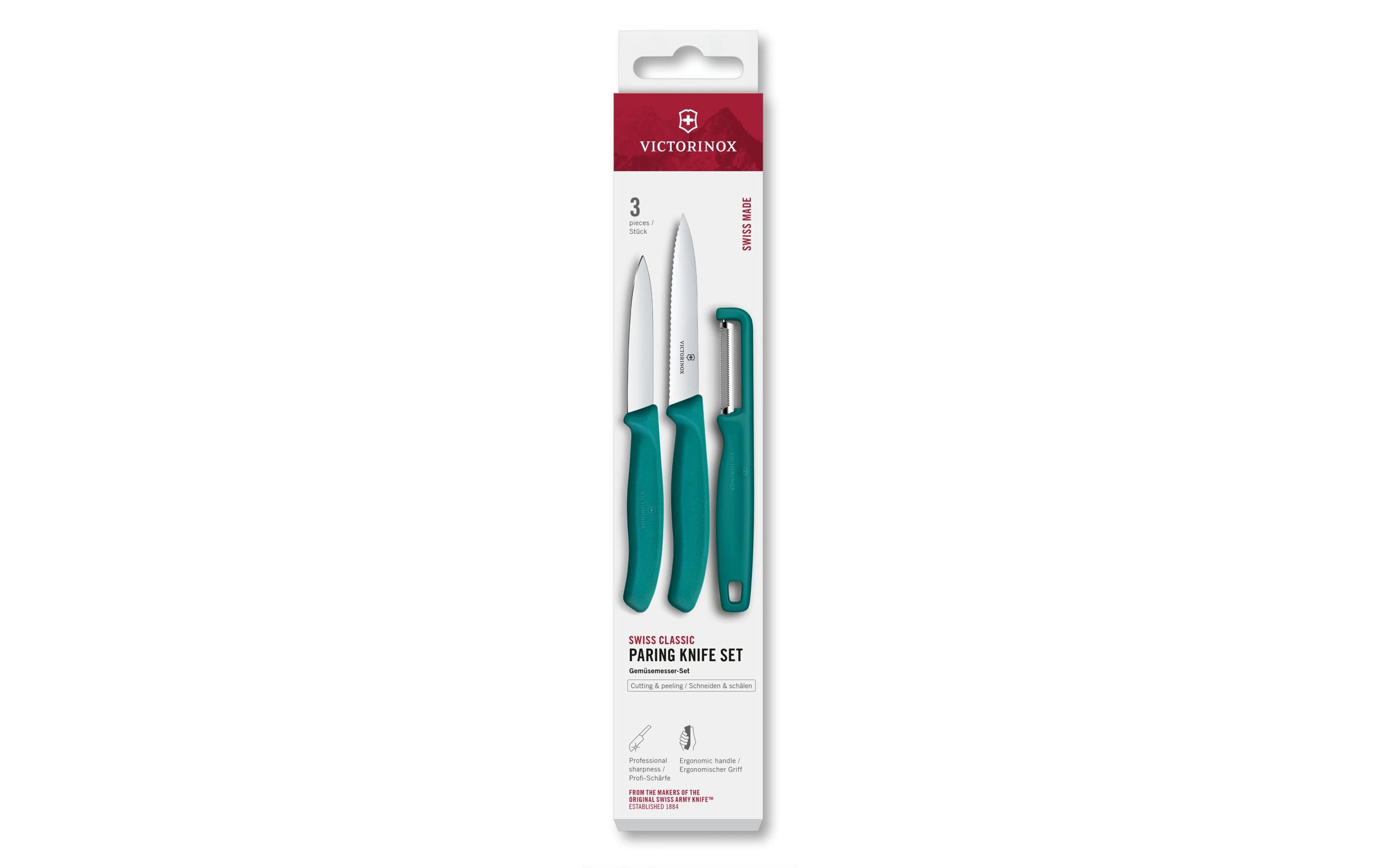 Messer-Set Swiss Classic, GrünDreiteiliges Gemüsemesser mit I-Schäler