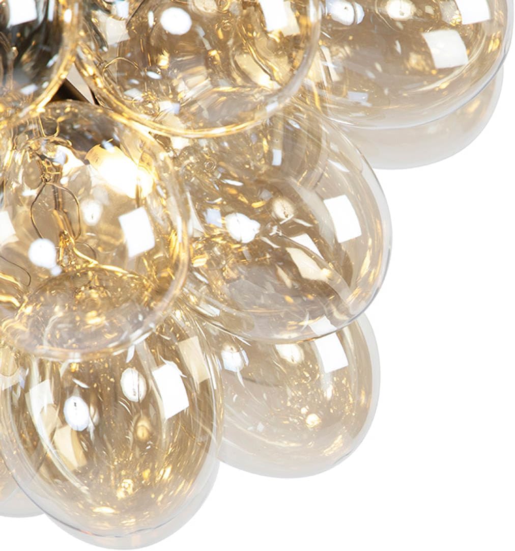 Qazqa - Art Deco Art Deco Hängelampe I Pendellampe I Pendelleuchte schwarz mit Glas 8-Licht - Uvas I Schlafzimmer - Kugel I Kugelförmig - LED geeignet G9