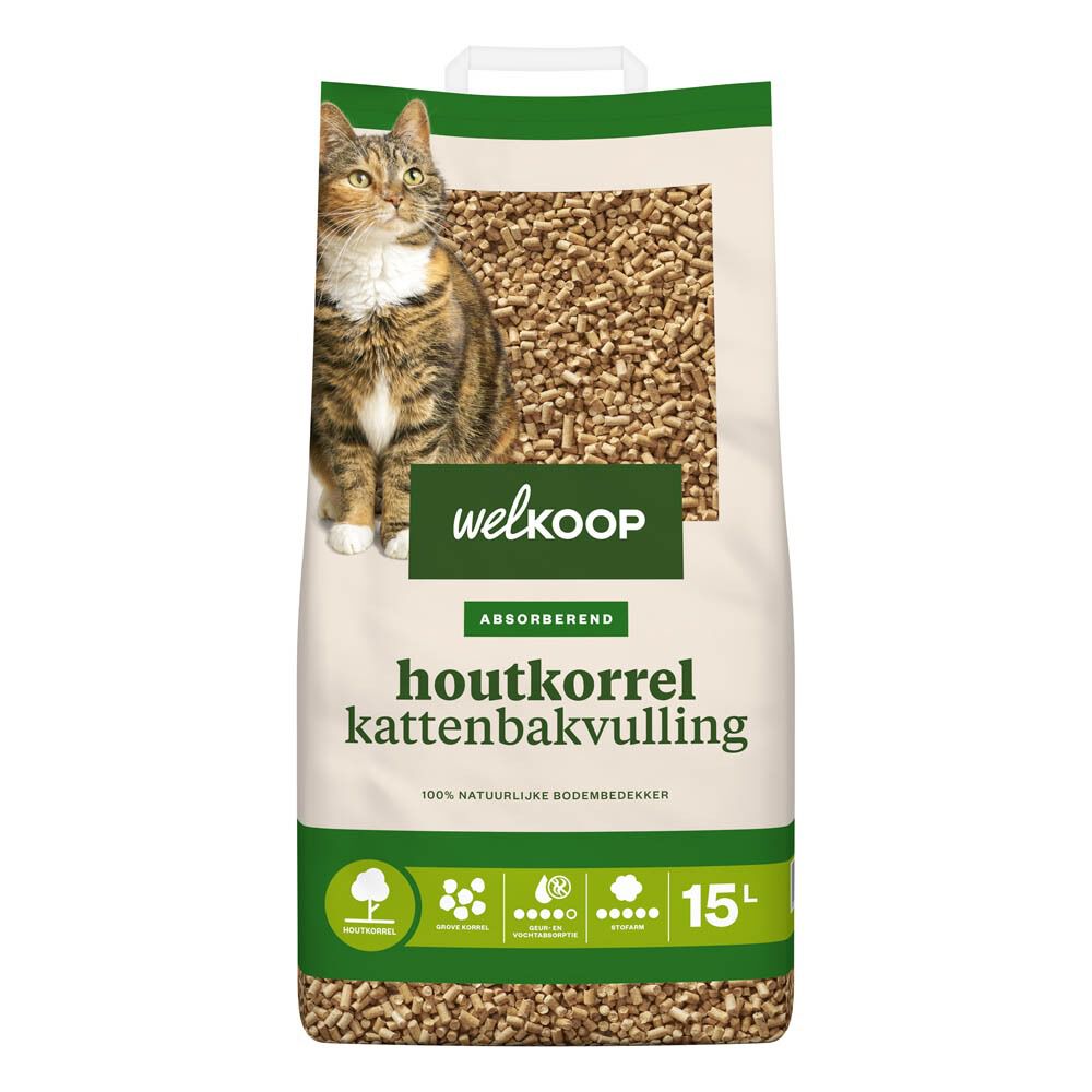 Welkoop Houtkorrel - Kattenbakvulling - 15 Liter