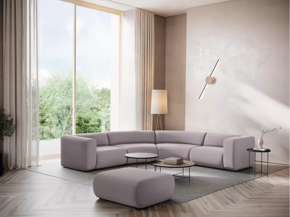 Canapé d'angle modulable en velours - lavande - EKAHI