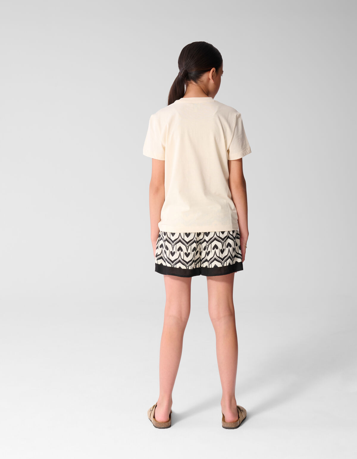 Heart Print Skort Gebroken Wit/Zwart