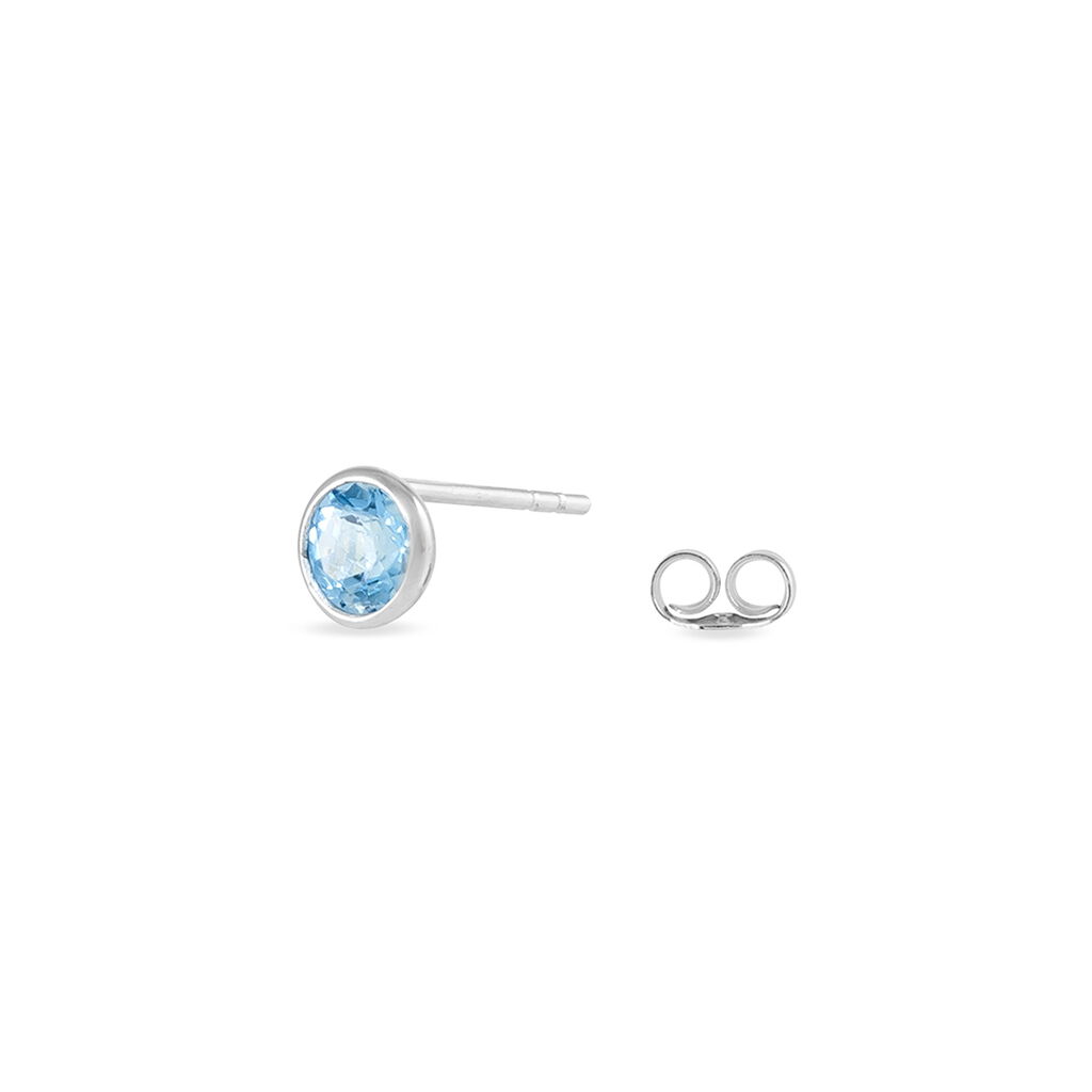 Boucles D'oreilles Puces Edy Serti Clos Or Blanc Topaze