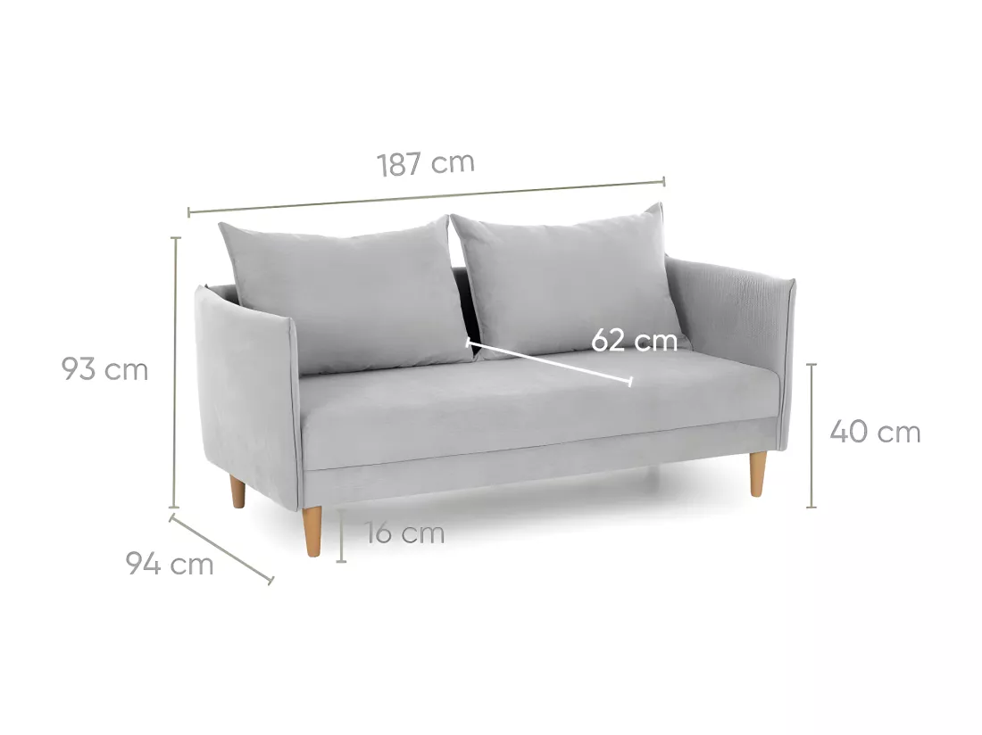 Canapé 3 places en polyester gris clair