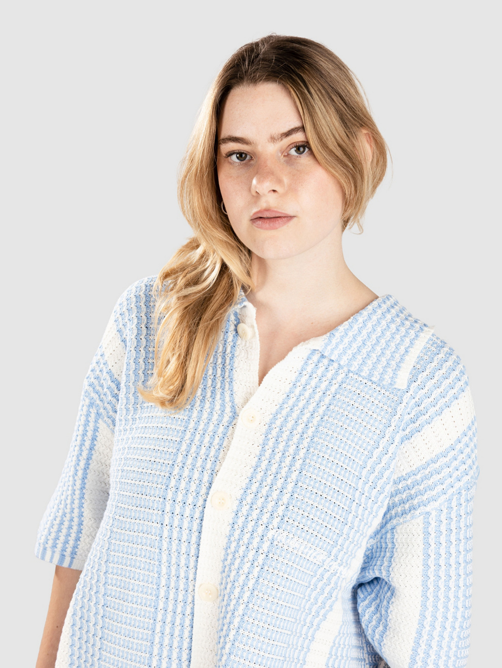 Another Cotton Lab Oversized Mesh Knit Summer Shirt blue