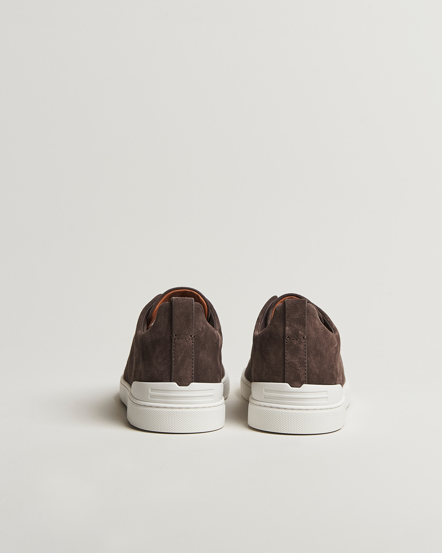 Zegna Triple Stitch Sneakers Dark Brown Suede