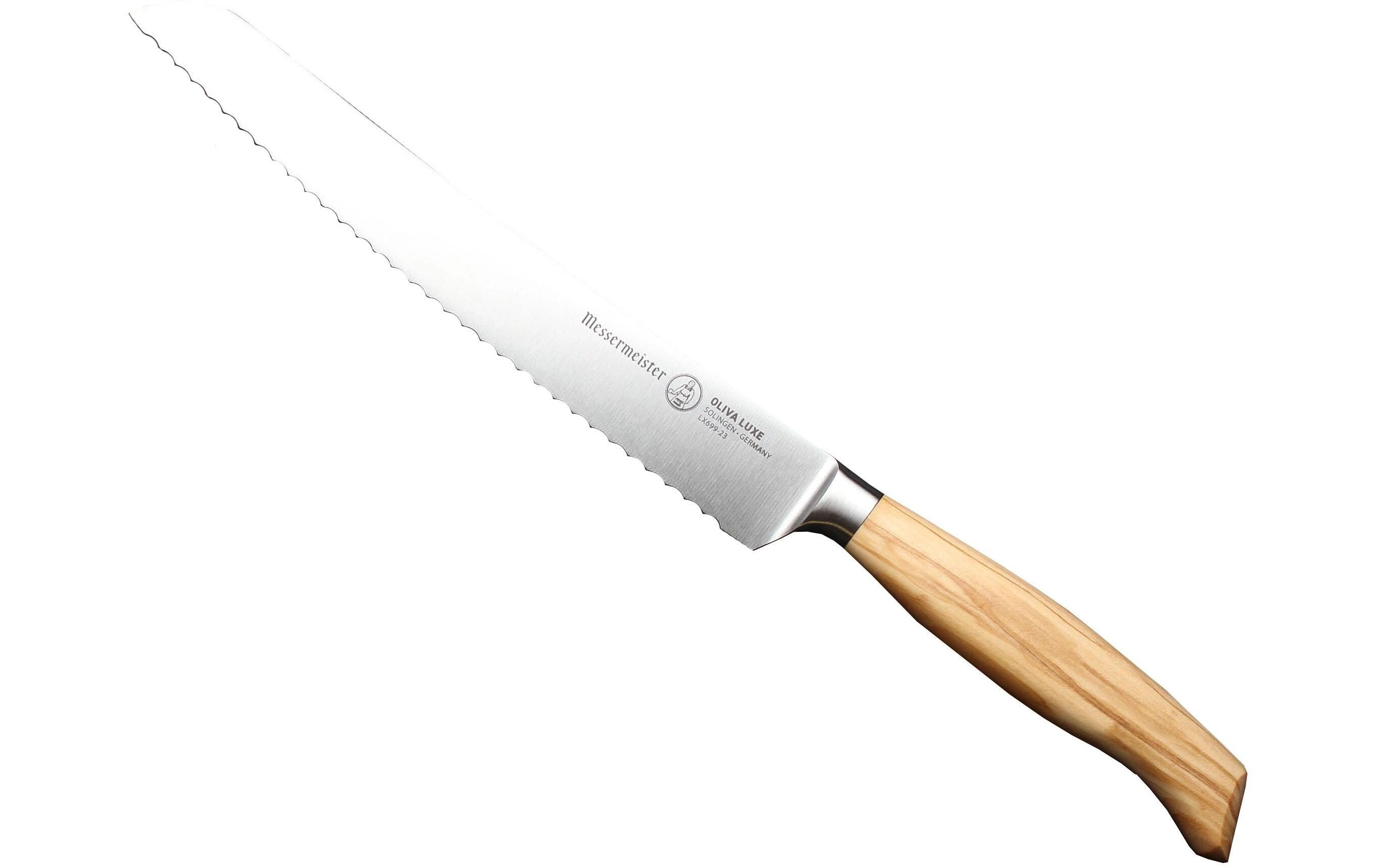 Brotmesser Oliva Luxe 23 cm, Nature/Silber<br>Brotschneidemesser