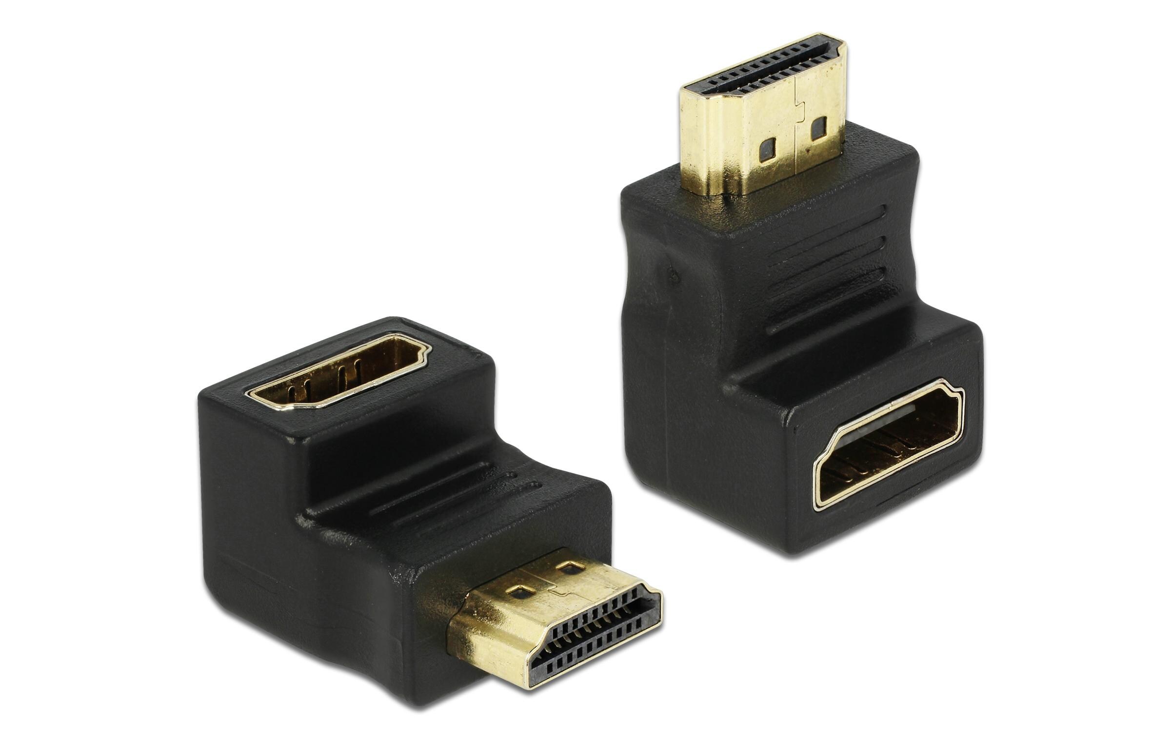 Adapter 90° unten gewinkelt HDMI - HDMIDelock Adapter HDMI Stecker zu HDMI Buchse 90° unten