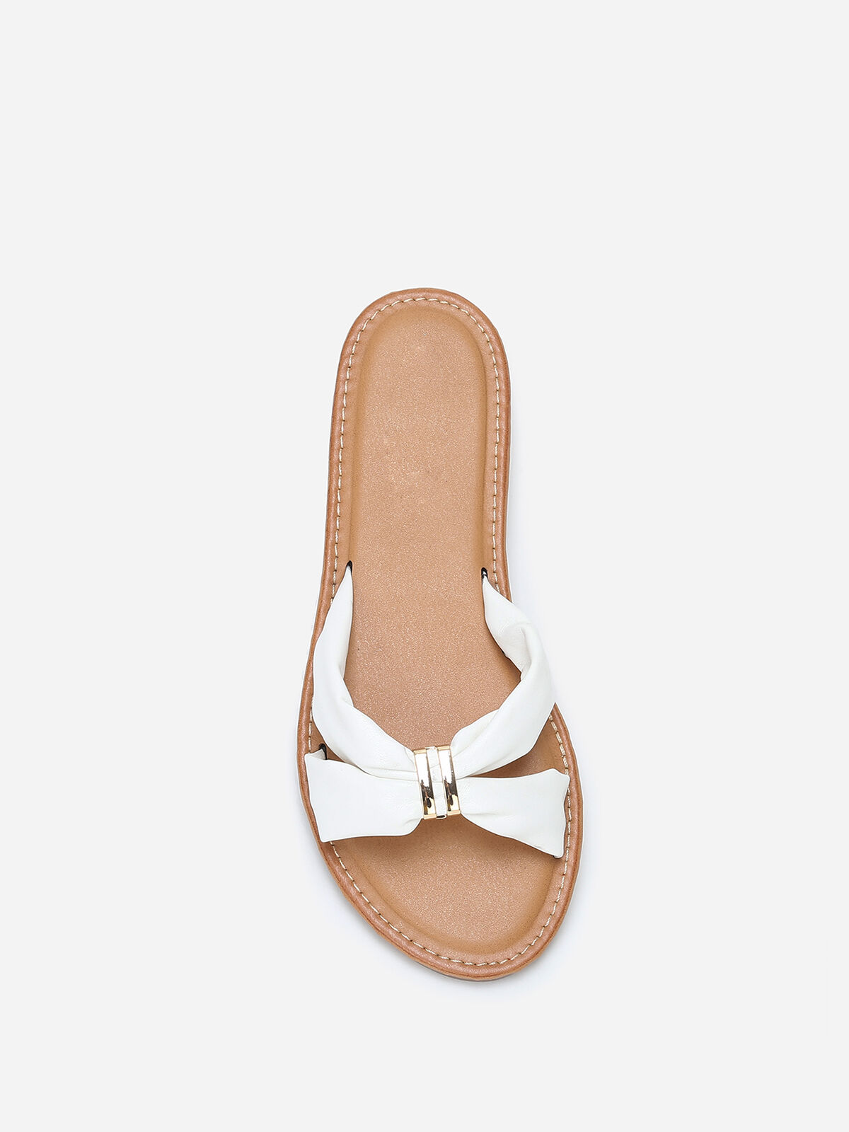 Mules à brides en simili avec boucle- Blanc