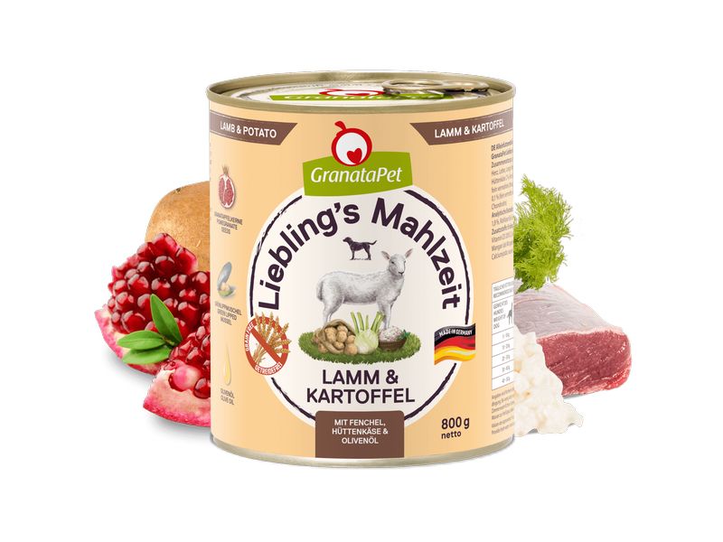 GranataPet Nassfutter Liebling's Mahlzeit Lamm & Kartoffel Alleinfuttermittel für ausgewachsene Hunde