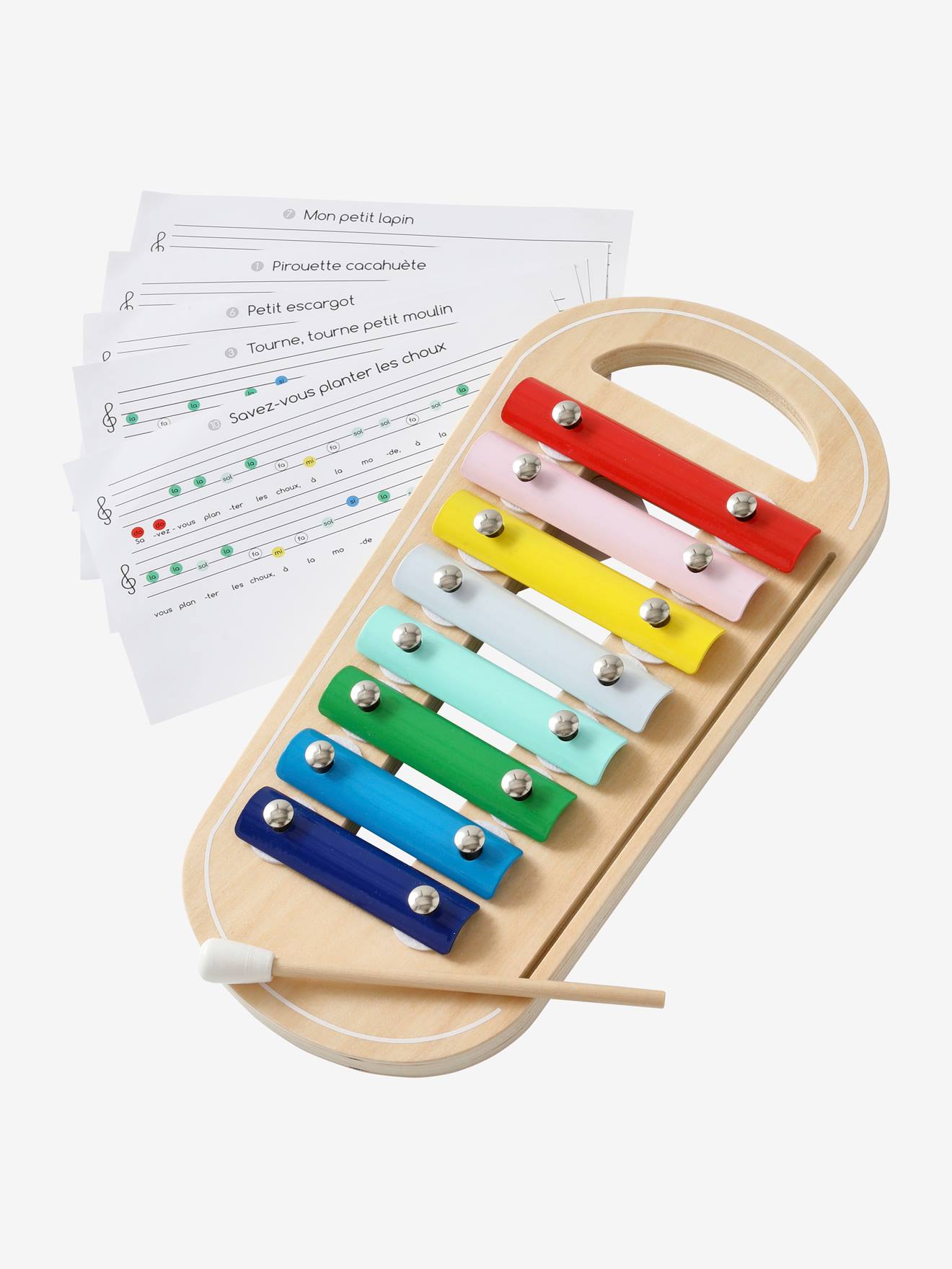 Xilofone com partitura multicolorida