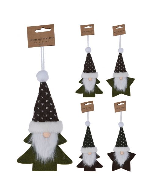 Homestyle Hangdecoratie Gnome - Kerstversiering - 11x3x18 cm Assorti Groen