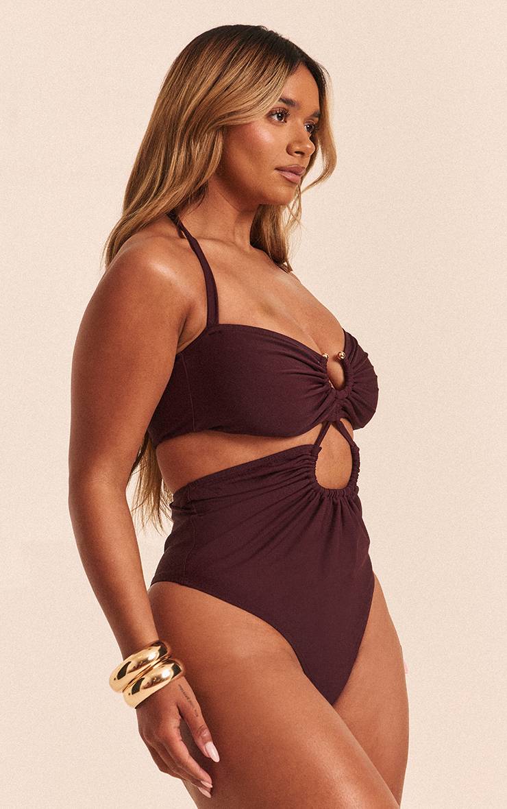 Prune Maillot De Bain Froncé Avec Détail D'anneau Shape