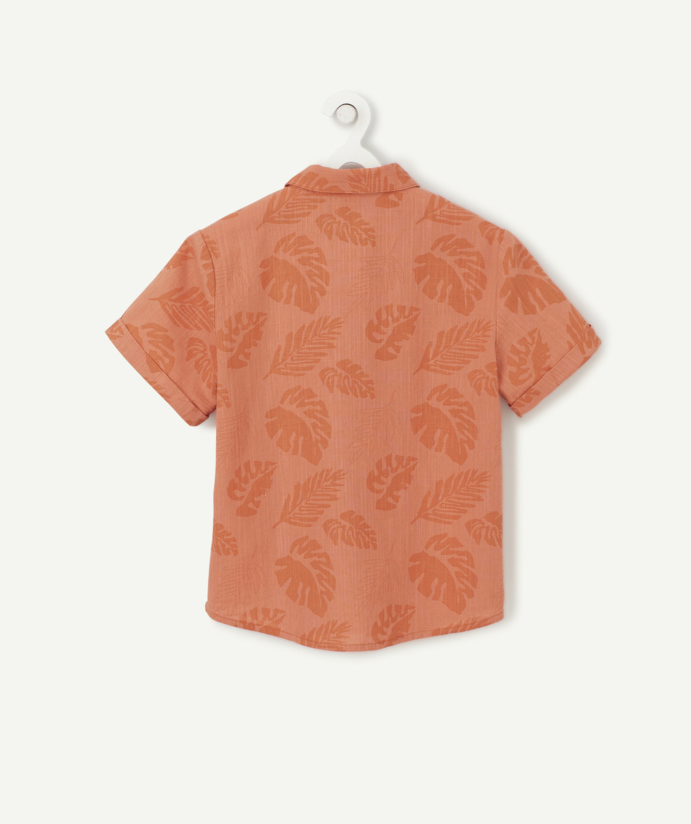LA CHEMISE ORANGE EN COTON IMPRIMÉ FEUILLES