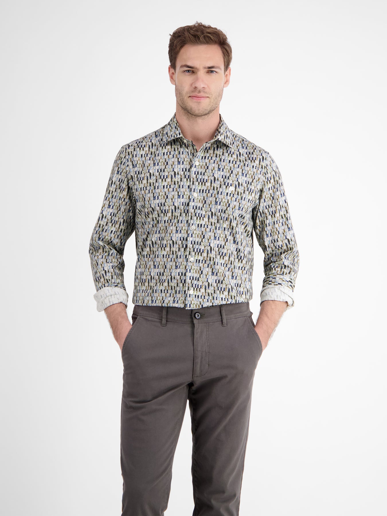 Poplin-Herrenhemd mit Designprint