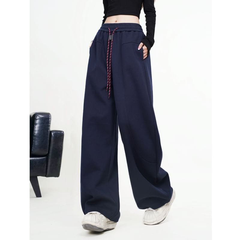 Taragon - Hoge taille effen wijde broek
