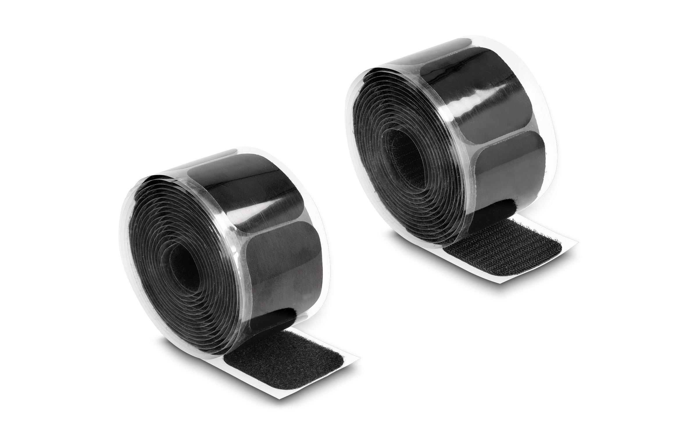 Klettpad auf Rolle selbstklebend Schwarz, 3 mDelock Klettpad auf Rolle selbstklebend mit Haft- und Flauschpad 45 x 50 mm – Länge 3 m schwarz