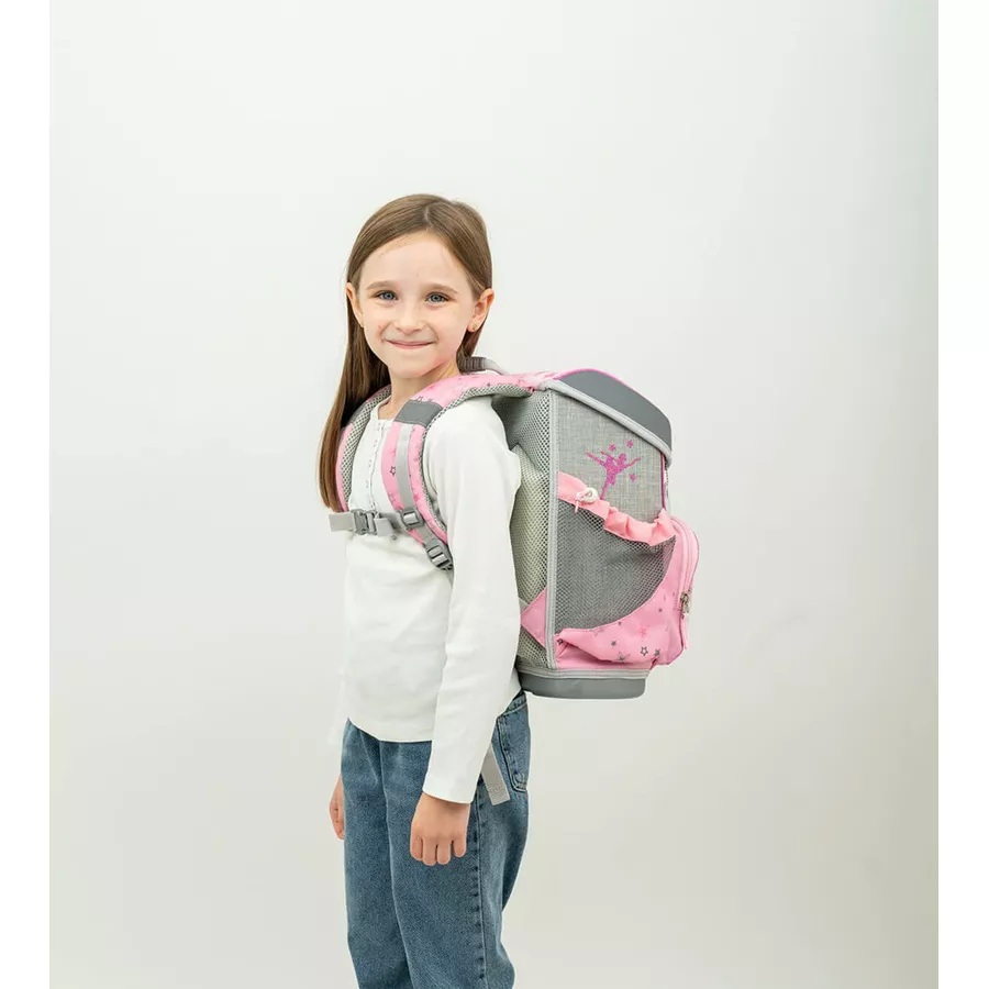 Belmil Schulranzen Mini Fit Schulranzen Set 4-teilig mit Brustgurt Ballet Light Pink