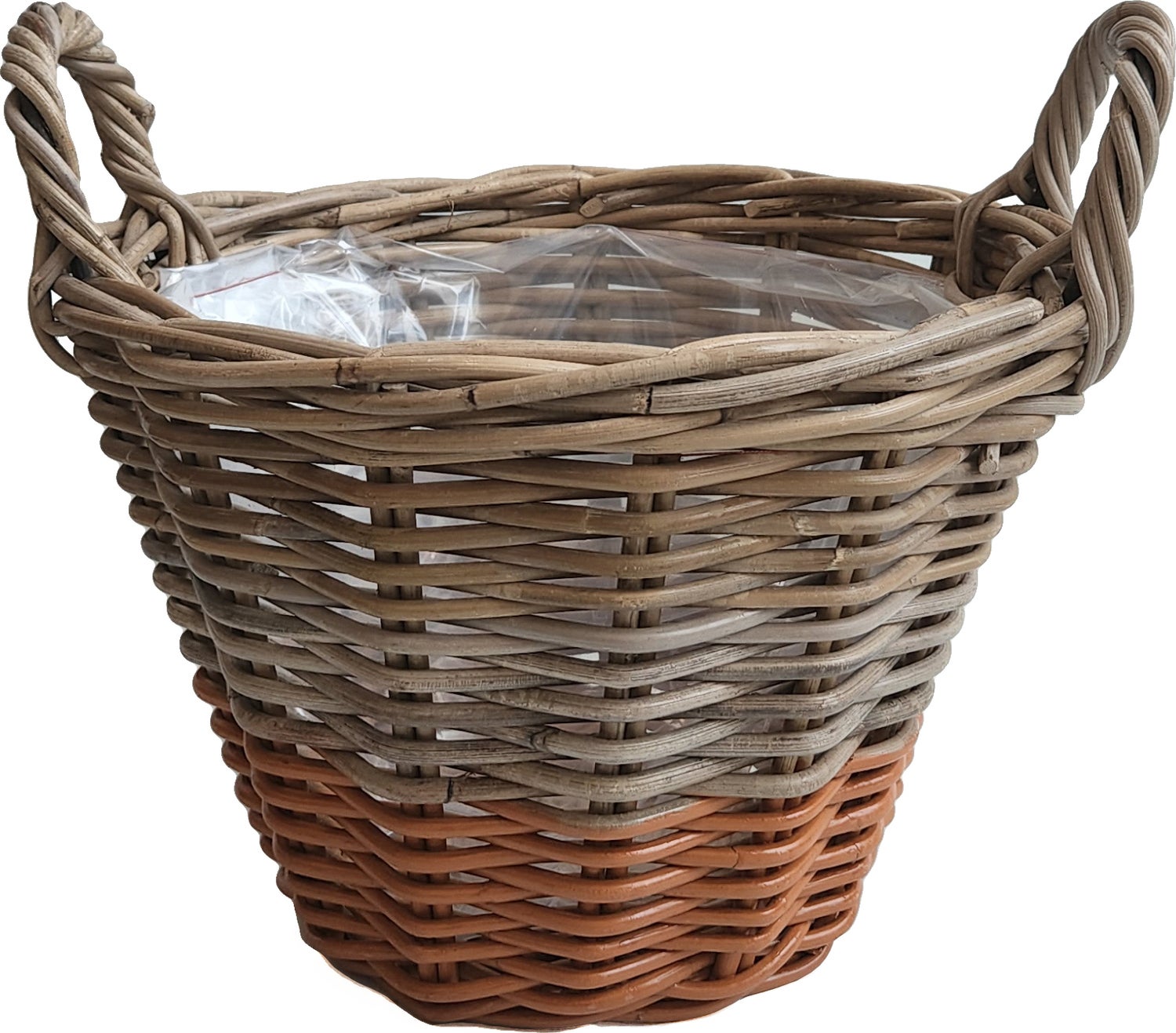 Van der Leeden plantenmand Marie naturel / oranje D 35 H 25 cm