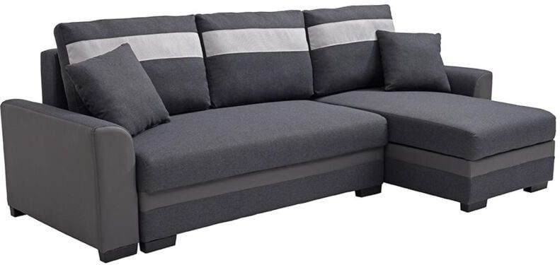 GIANI II - Hoekslaapbank - Antracietgrijs - 100% Polyester, Kunstleer
