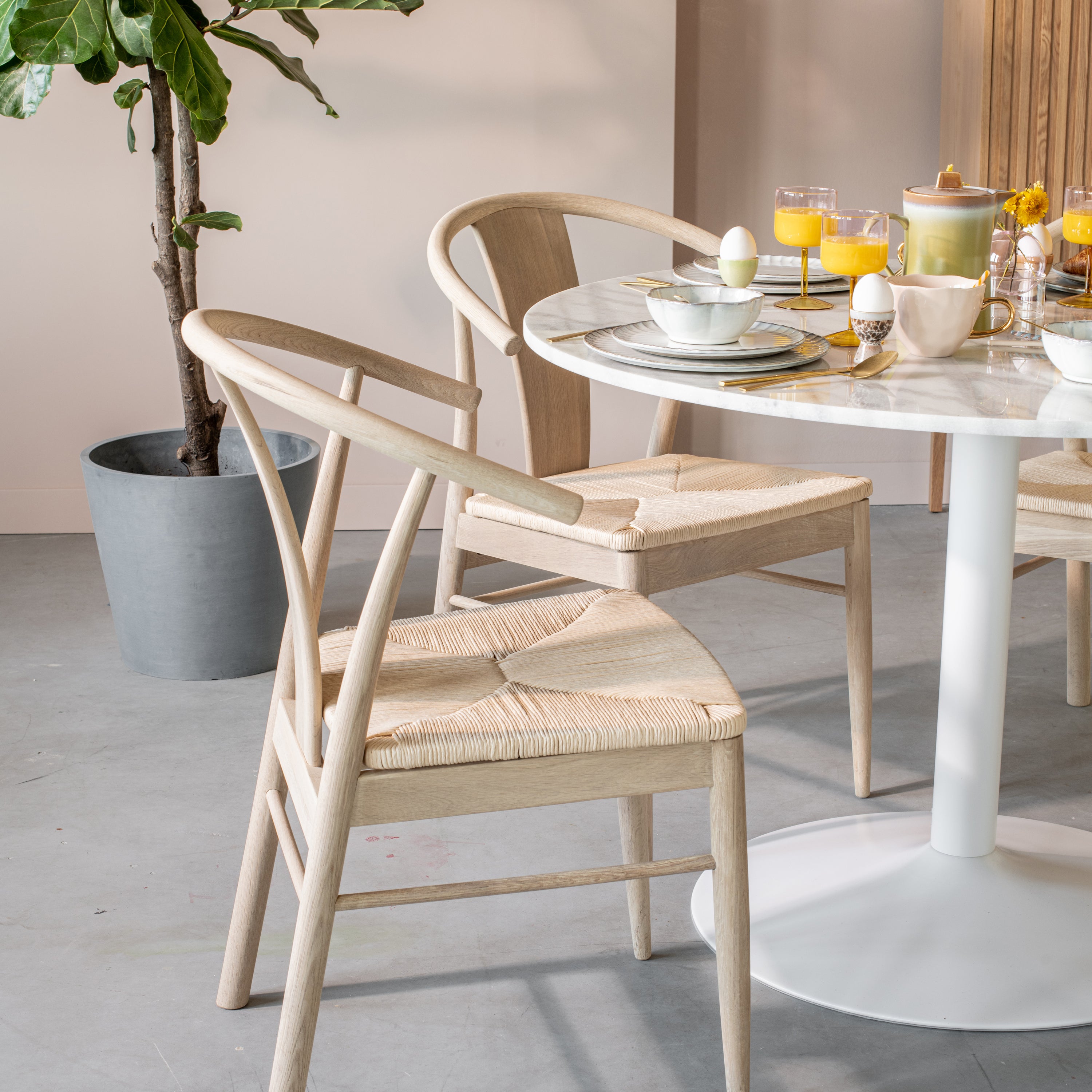 by fonQ Marble Eettafel Marmer - Ã 110 cm - Wit