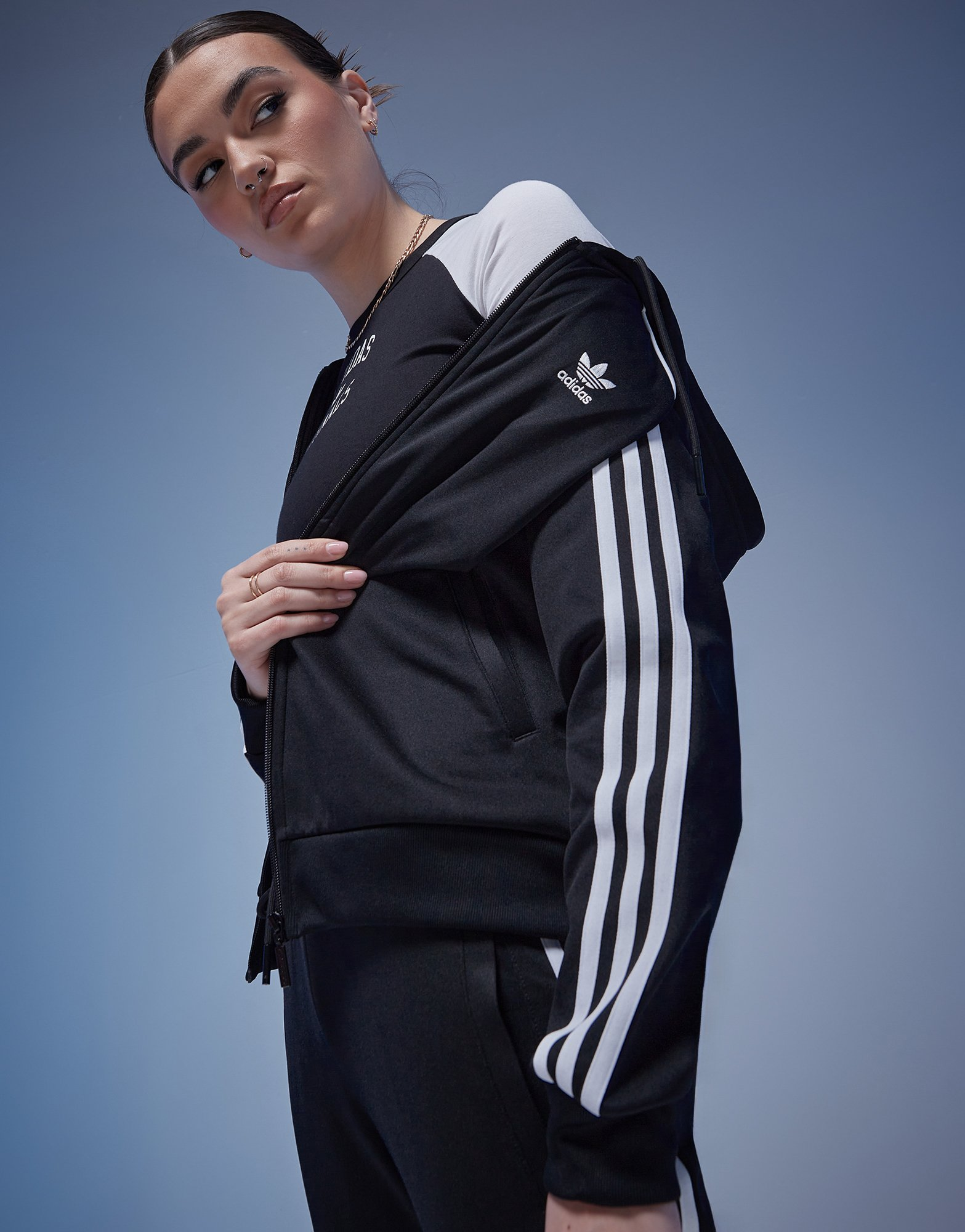 adidas Originals Sweat à Capuche Zippé 3 bandes Femme
