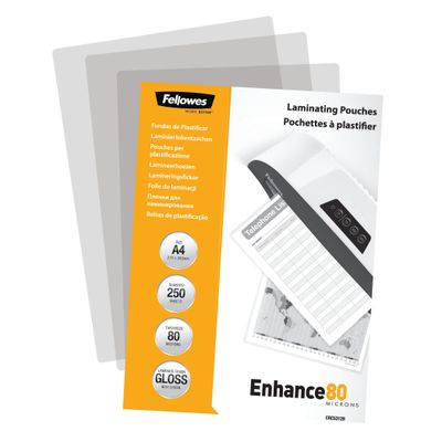 Fellowes - 250 pochettes de plastification A4 (216 x 303 mm) - 80 microns - brillantes