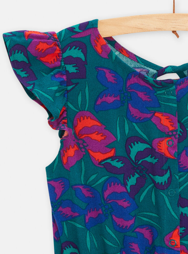 Combi-short verte à imprimé fleuri pour fille