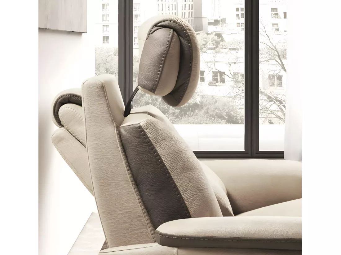Canapé de relaxation électrique en nubuck Kondort-Couleur Beige-2 places relax électrique