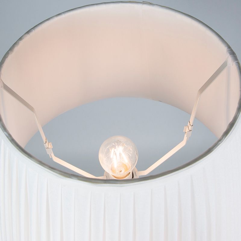 Retro vloerlamp messing met Plisse kap crème 45 cm - Kaso