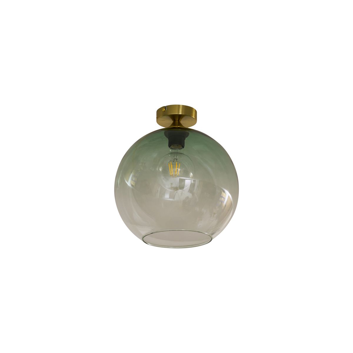 Art Deco plafondlamp messing met groen glas - Sandra