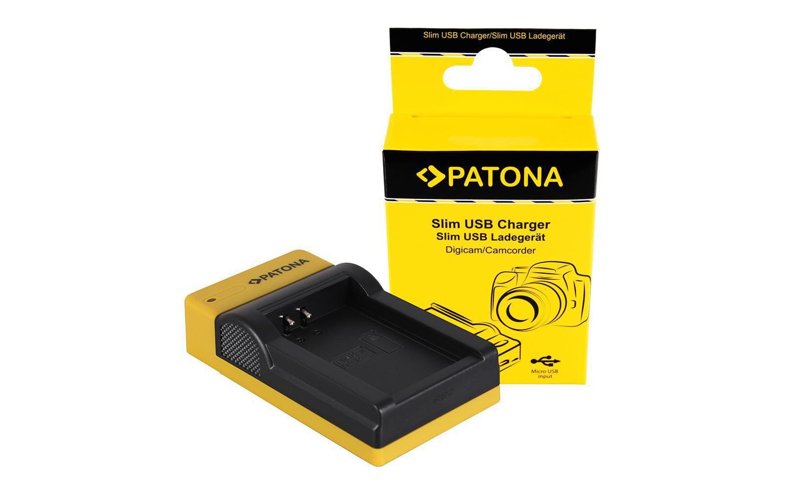 Ladegerät Slim Micro-USB zu Canon LP-E12 EOS MLadegerät mit Micro-USB-Anschluss zum Canon LP-E12 Akku