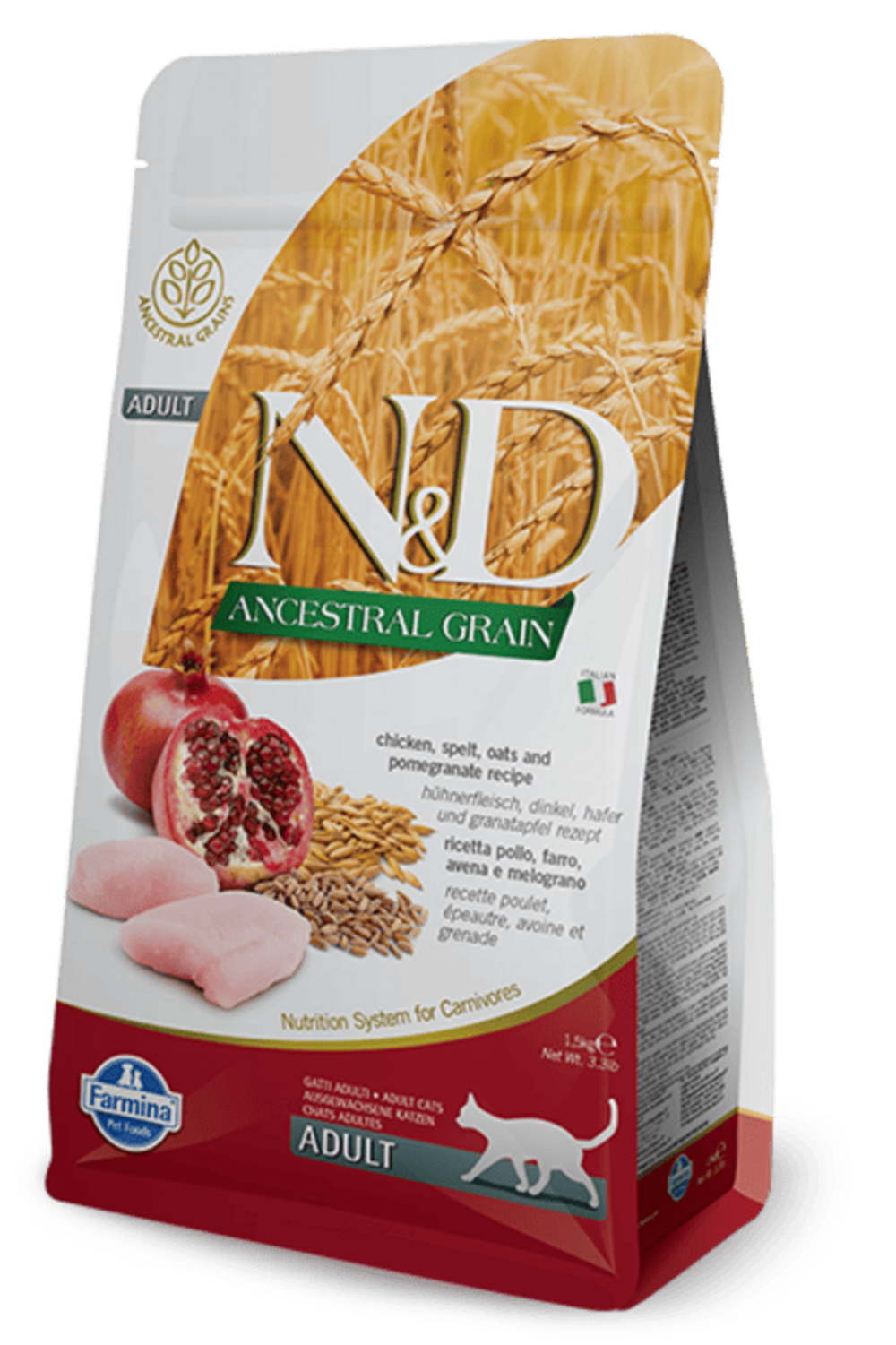 Croquettes n&d ancestral poulet & grenade chat adulte 1,5 kg