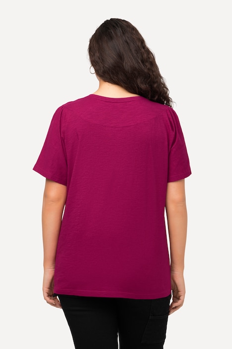 T-Shirt, Schriftmotiv, Pailletten, Rundhals, Halbarm