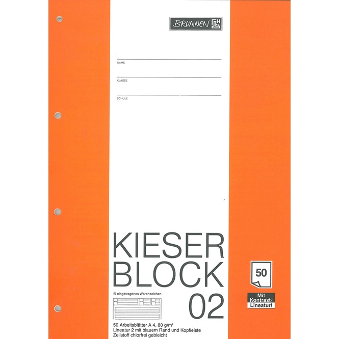 Kieserblock A4 - Lineatur 02 - 2. Klasse