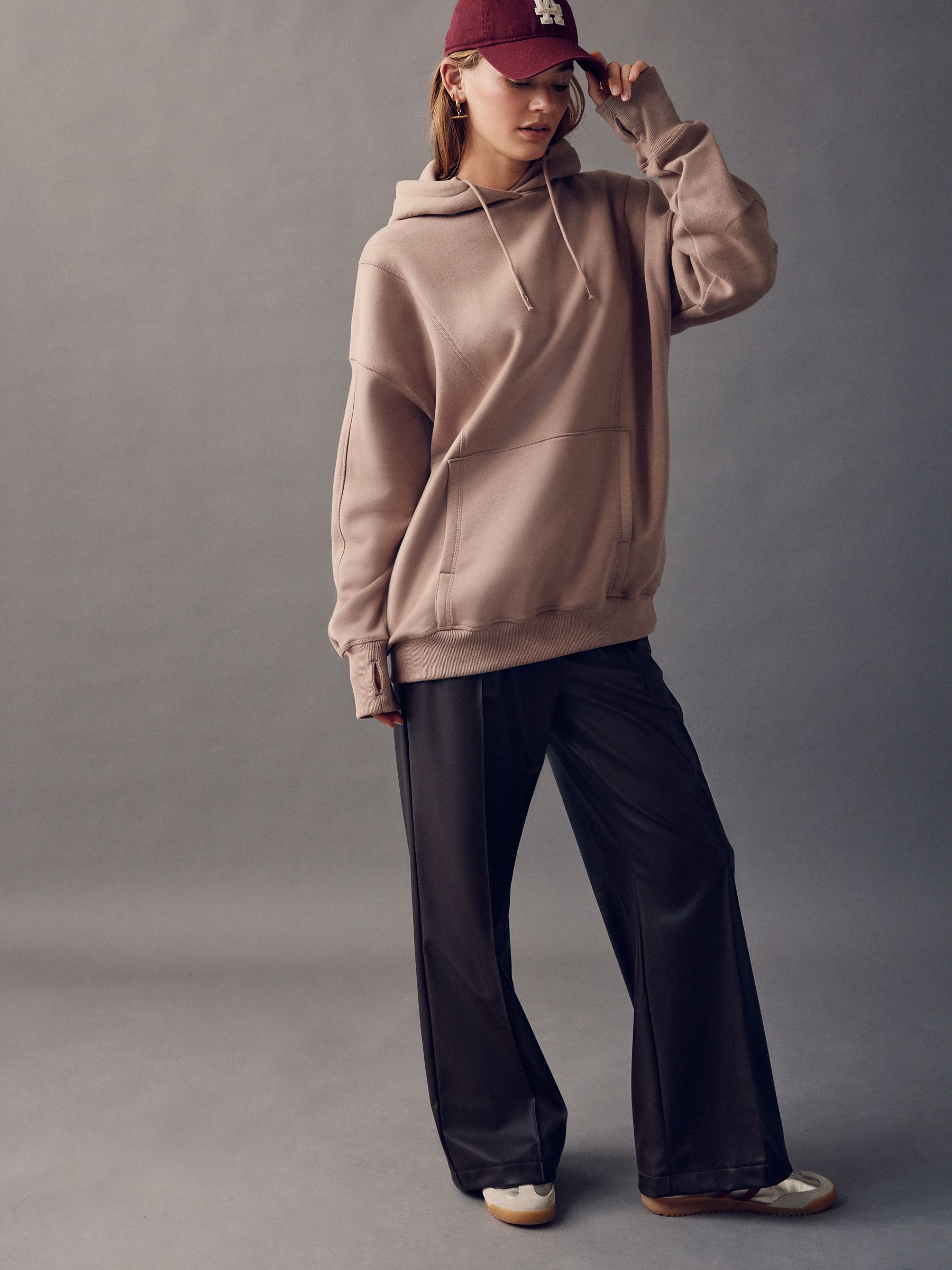 Naturel bruin - Active Longline Overhead Hoodie met superzacht naaddetail en zakken