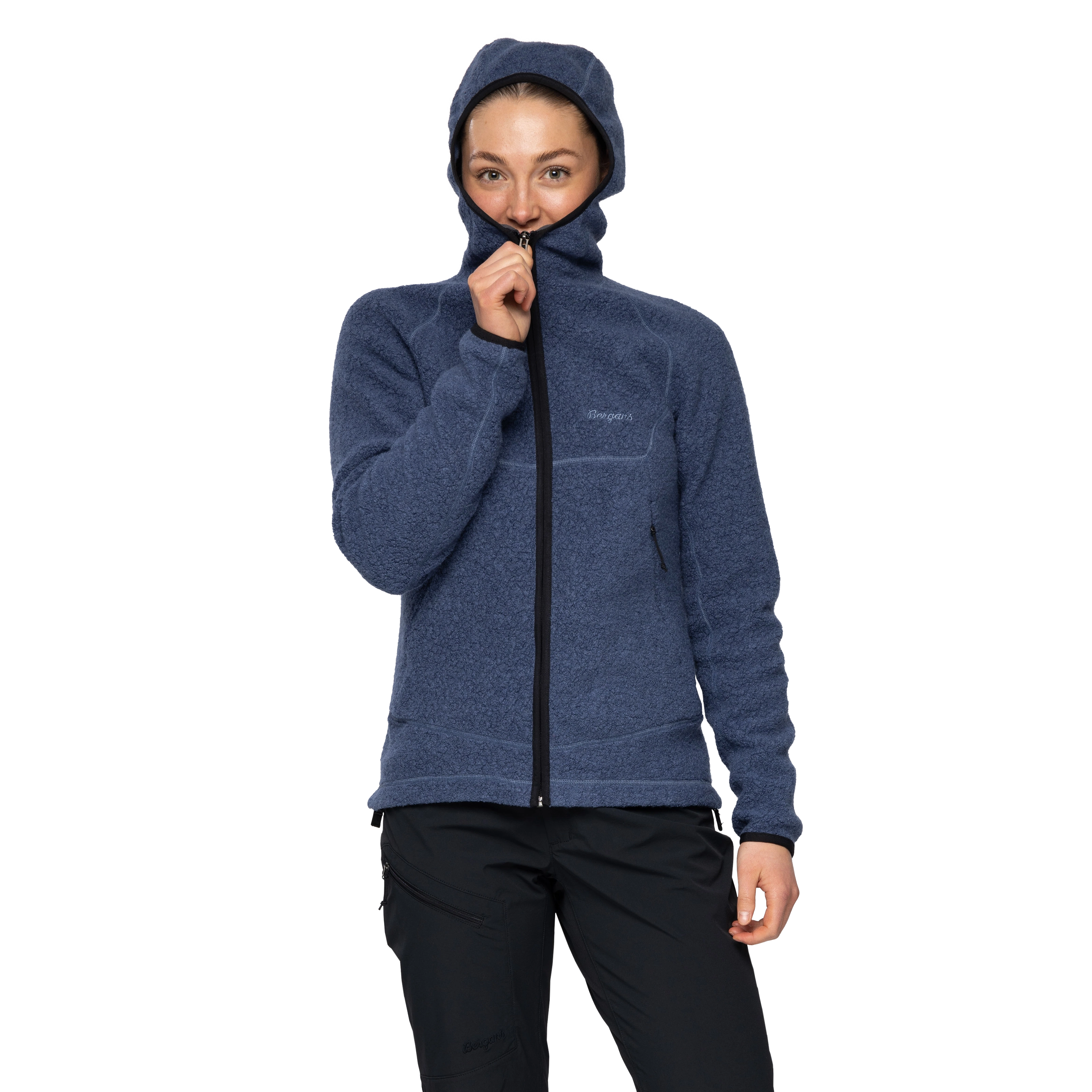 Vaagaa Merino Terry Midlayer Hoodie Women Granite Blue
