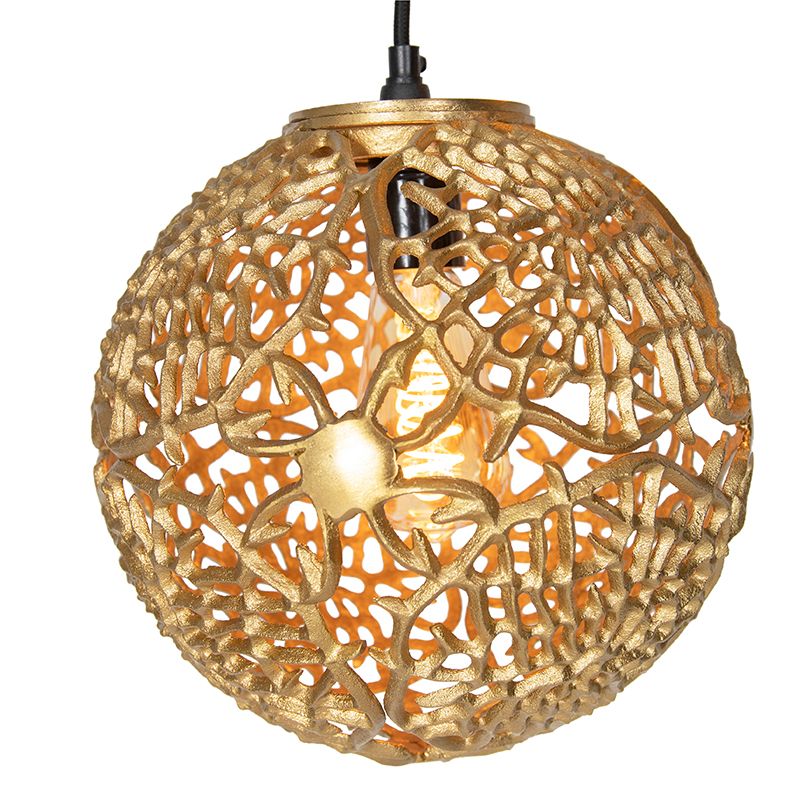 Art deco hanglamp goud rond 3-lichts - Maro