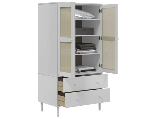 VIDAXL - Armoire Garde-robe senja aspect rotin blanc 90x55x175cm bois massif...