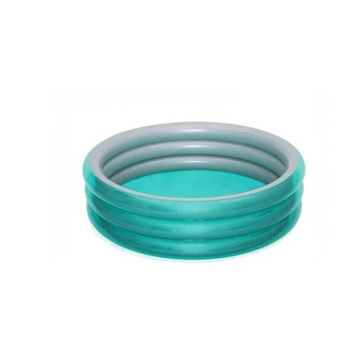 Piscina metálica inflável com 170 cm de diâmetro e 53 cm de altura.