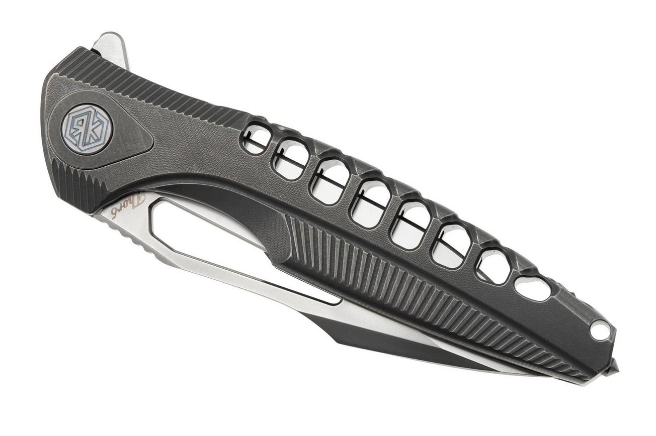 Rike Knife Thor 5 Bead Blasted M390, Dark Gray Titanium, integraalzakmes