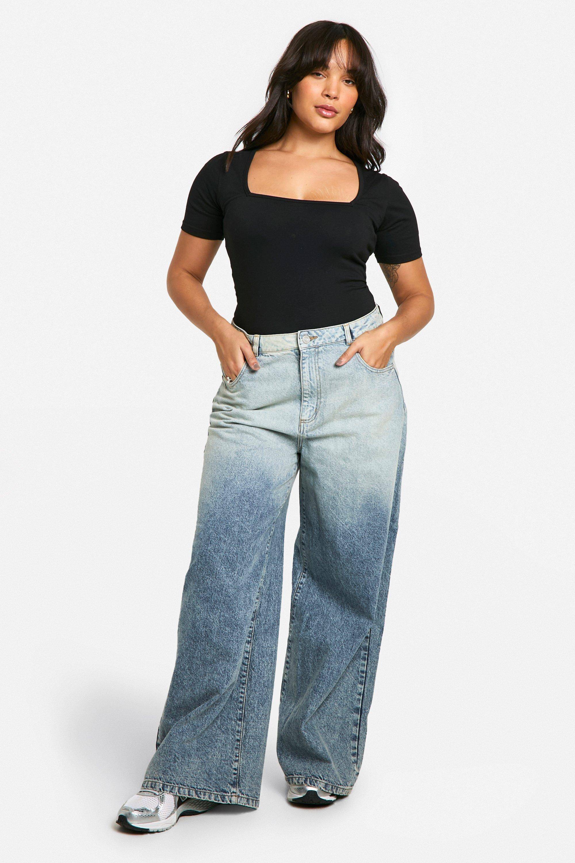 boohoo Boohoo Basics Plus Bodysuit en coton à encolure carrée et manches courtes