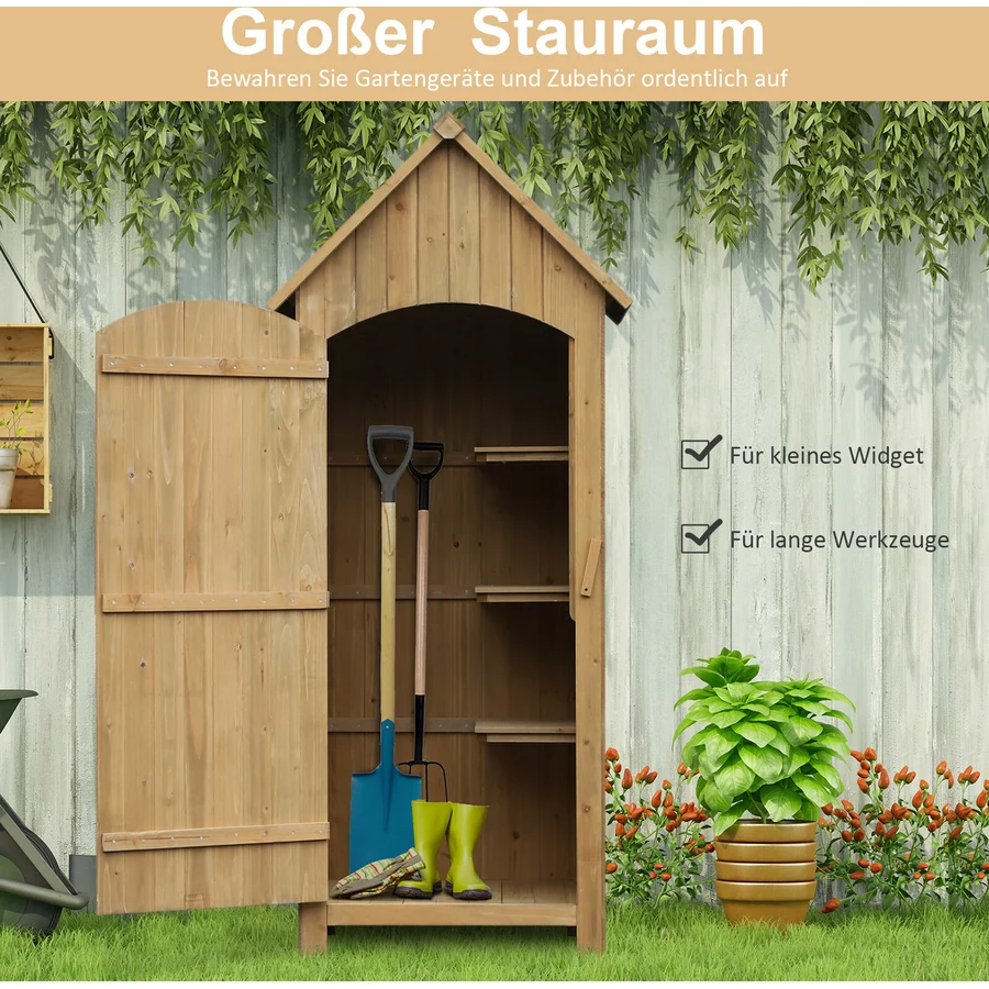 Outsunny Gartenschrank mit Bitumenpappe natur