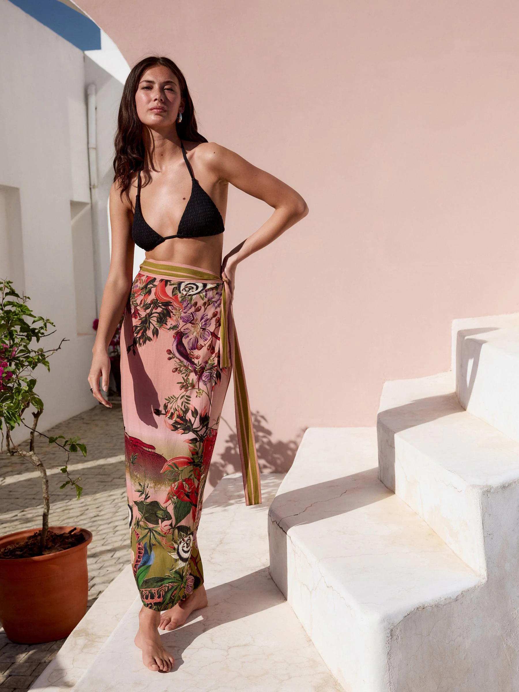 Pink Scenic Floral - Kew Collection Maxi Sarong