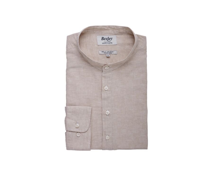 Chemise tunique coton lin Chambray Beige - VALBERT