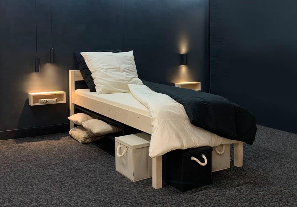 Seniorenbett 100x200 erhöhtes Bett mit Kopfteil Massivholzbett Holzbett Holz 100cm (Betthöhe 55cm, 100 x 200 cm)