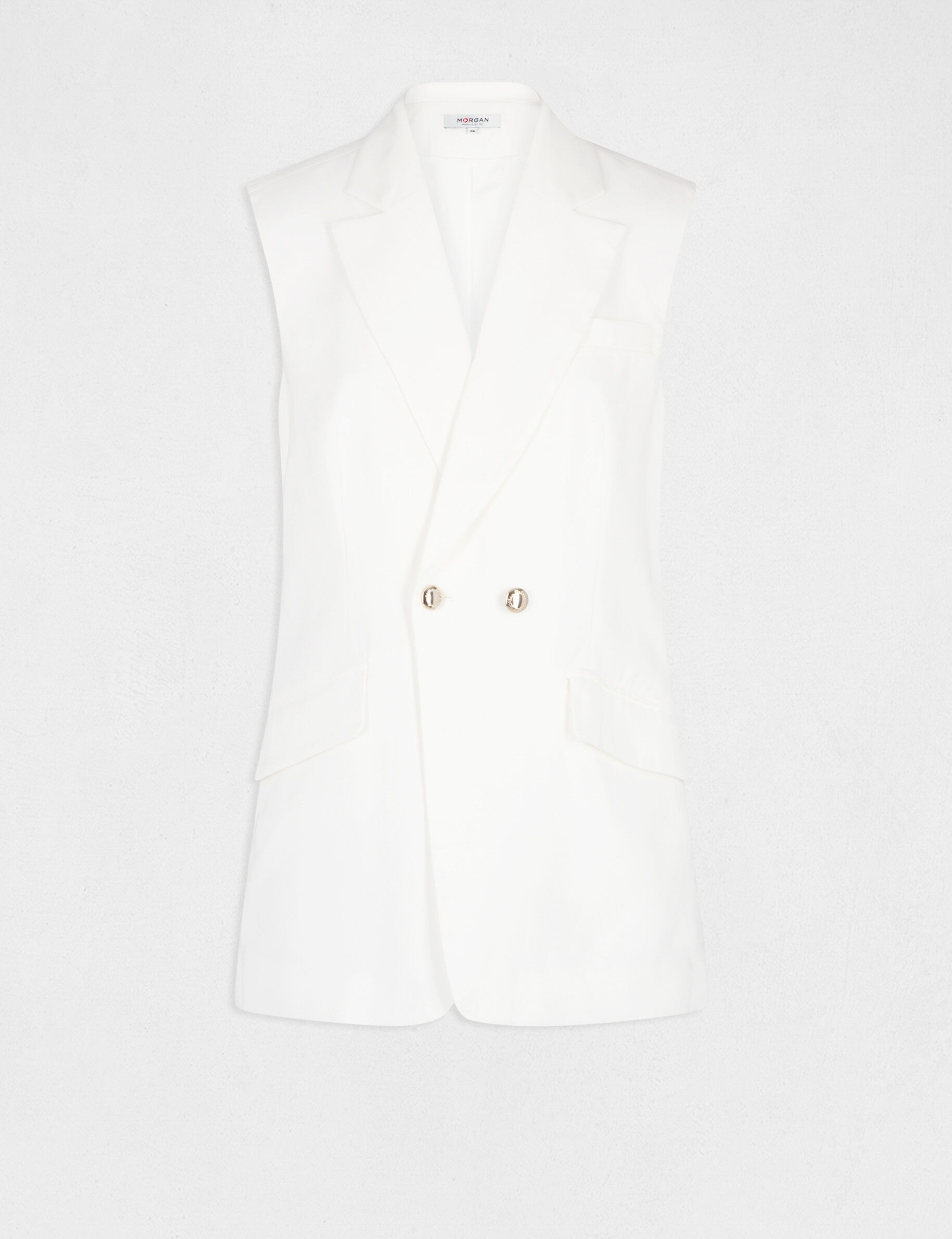 Veste droite fluide sans manches ecru femme - ecru