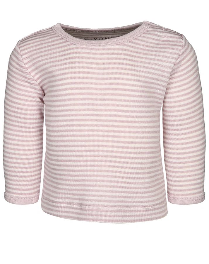 Langarm-Shirt JOY STRIBE mit Seide in flieder/weiß