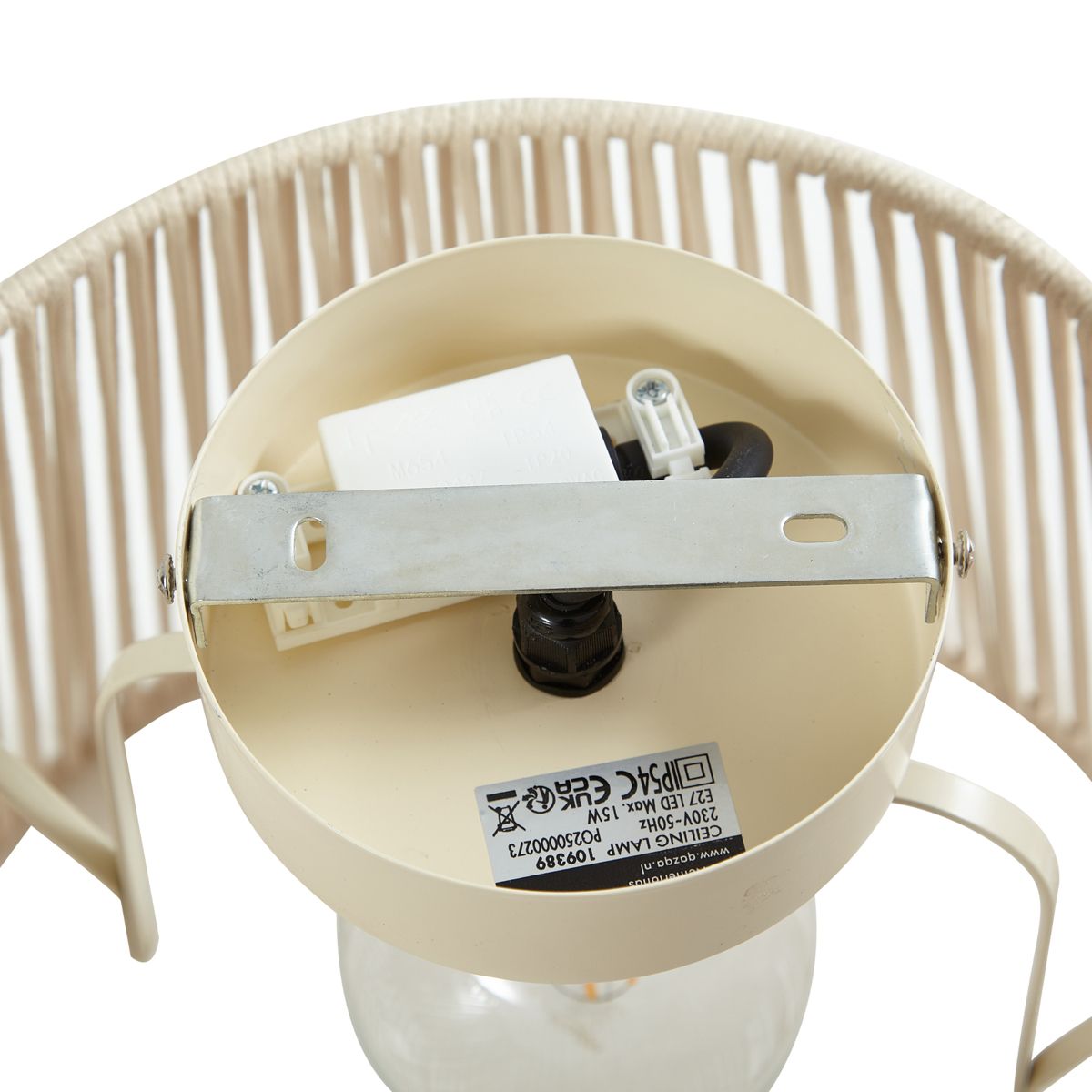 Japandi buiten plafondlamp met beige touw IP54 - Jayla